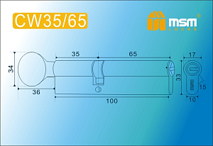 MSM Цилиндр перф. ключ-вертушка , CW 100 mm (35в/65) PB #170969